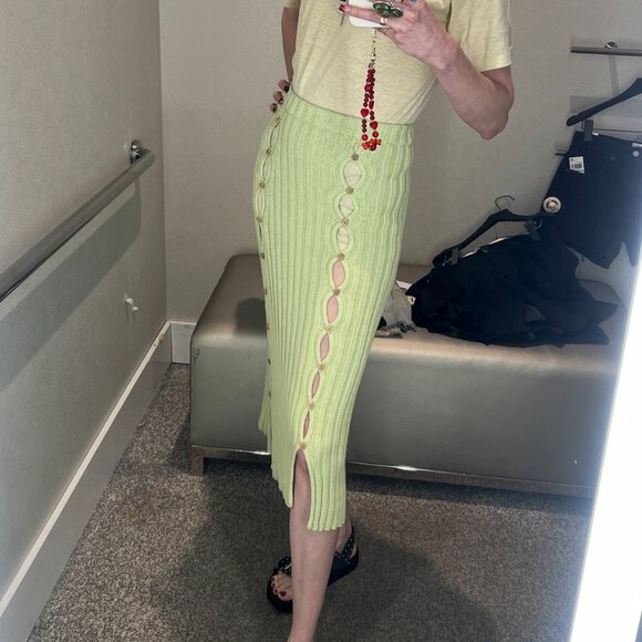 Baserange LouLou Mint Green Knit Skirt w/ Cutouts Small - Picture 1 of 8